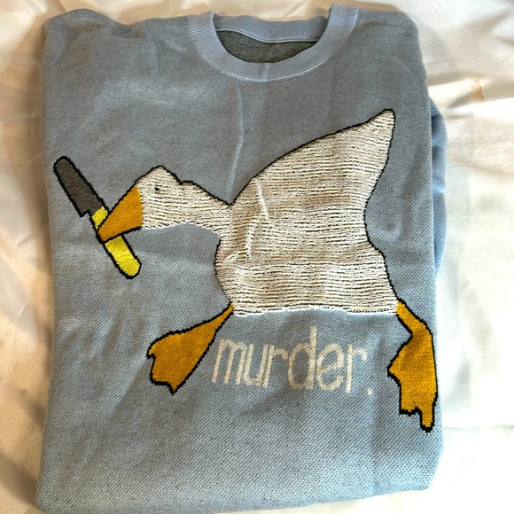 AELFRIC EDEN CUTE MURDER GOOSE PATTERN KNIT SWEATER. Size L. NWT - Picture 2 of 11